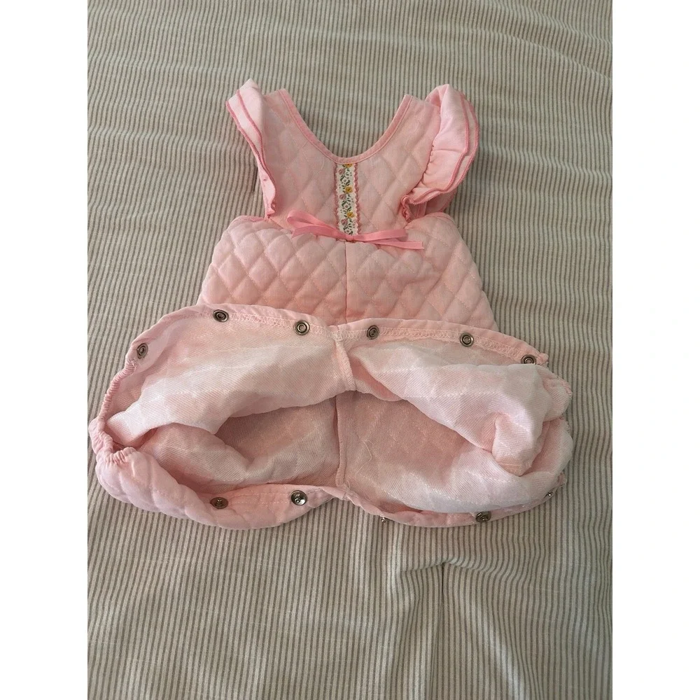 Evy Of California Vintage 1980s 6 Month Baby Quilted Overalls Romper Jumpsuit